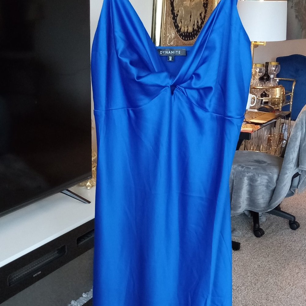 DYNAMITE BLUE SATIN DRESS LARGE
